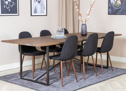 Venture Home Padang & Polar Rektangulära Matbord 250 x 100 Nature + Matstolar 2-pack Svart