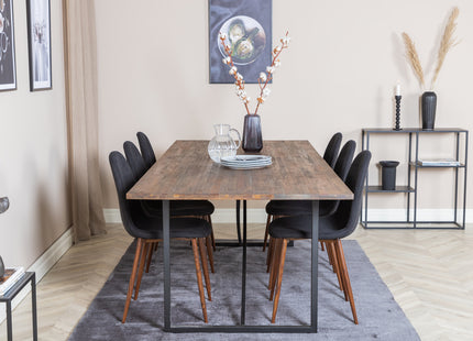 Venture Home Padang & Polar Rektangulära Matbord 250 x 100 Nature + Matstolar 2-pack Svart