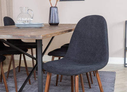 Venture Home Padang & Polar Rektangulära Matbord 250 x 100 Nature + Matstolar 2-pack Svart