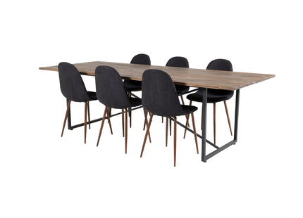 Venture Home Padang & Polar Rektangulära Matbord 250 x 100 Nature + Matstolar 2-pack Svart
