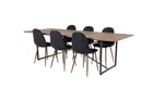Venture Home Padang & Polar Rektangulära Matbord 250 x 100 Nature + Matstolar 2-pack Svart