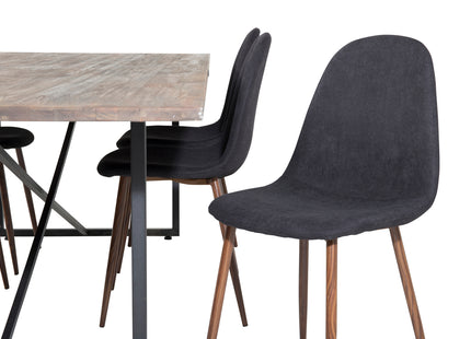 Venture Home Padang & Polar Rektangulära Matbord 250 x 100 Nature + Matstolar 2-pack Svart