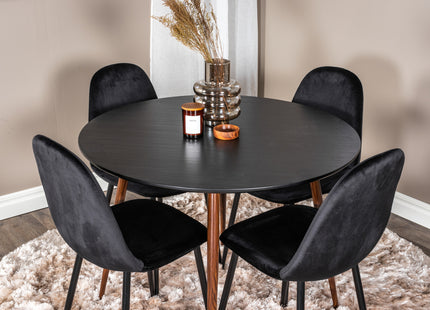 Venture Home Plaza & Polar Runda Matbord ⌀100 Svart + Matstolar 2-pack Svart