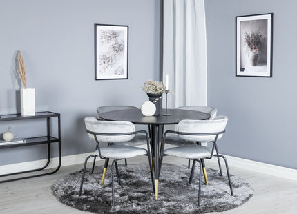 Venture Home Arrow & Dipp Matstolar 2-pack Grå + Runda Matbord ⌀115 Svart