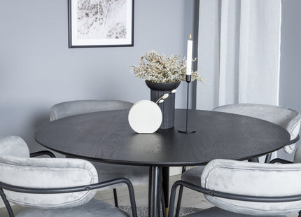 Venture Home Arrow & Dipp Matstolar 2-pack Grå + Runda Matbord ⌀115 Svart