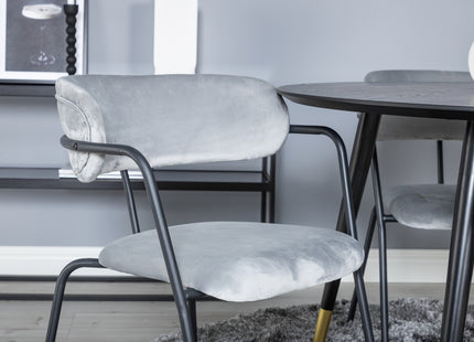 Venture Home Arrow & Dipp Matstolar 2-pack Grå + Runda Matbord ⌀115 Svart