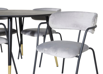 Venture Home Arrow & Dipp Matstolar 2-pack Grå + Runda Matbord ⌀115 Svart