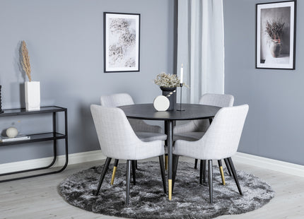 Venture Home Plaza & Dipp Matstolar 2-pack Grå + Runda Matbord ⌀115 Svart