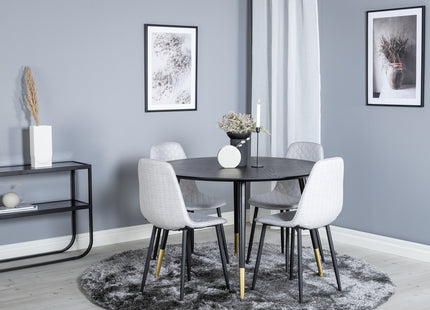 Venture Home Dipp & Polar Runda Matbord ⌀115 Svart + Matstolar 2-pack Grå