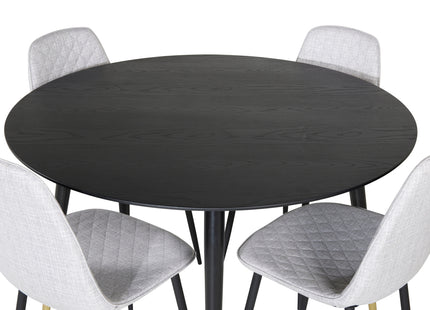 Venture Home Dipp & Polar Runda Matbord ⌀115 Svart + Matstolar 2-pack Grå