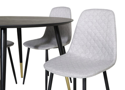 Venture Home Dipp & Polar Runda Matbord ⌀115 Svart + Matstolar 2-pack Grå