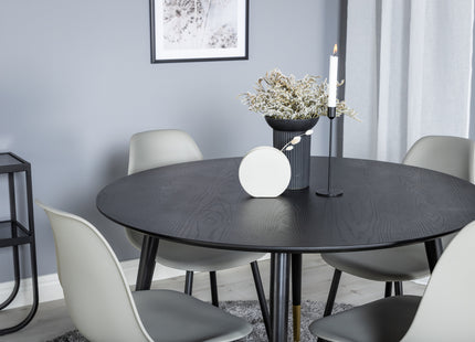 Venture Home Dipp & Polar Runda Matbord ⌀115 Svart + Matstolar 2-pack Grå