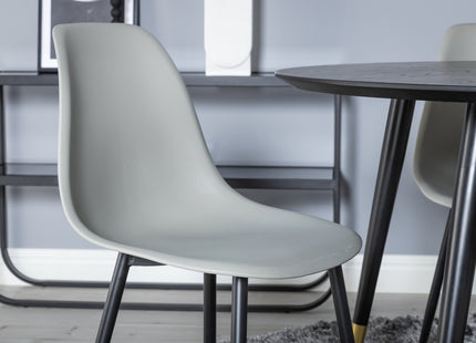 Venture Home Dipp & Polar Runda Matbord ⌀115 Svart + Matstolar 2-pack Grå