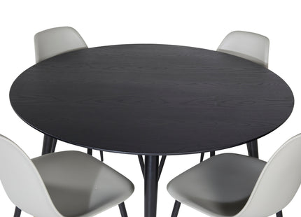 Venture Home Dipp & Polar Runda Matbord ⌀115 Svart + Matstolar 2-pack Grå