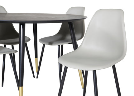 Venture Home Dipp & Polar Runda Matbord ⌀115 Svart + Matstolar 2-pack Grå
