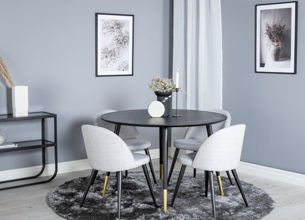 Venture Home Dipp & Velvet Runda Matbord ⌀115 Svart + Matstolar 2-pack Grå