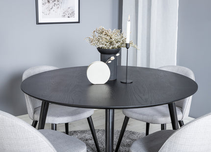 Venture Home Dipp & Velvet Runda Matbord ⌀115 Svart + Matstolar 2-pack Grå