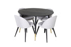 Venture Home Dipp & Velvet Runda Matbord ⌀115 Svart + Matstolar 2-pack Grå