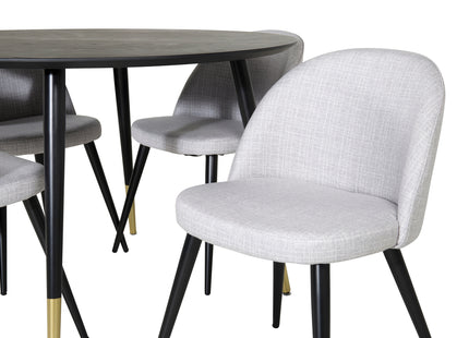 Venture Home Dipp & Velvet Runda Matbord ⌀115 Svart + Matstolar 2-pack Grå