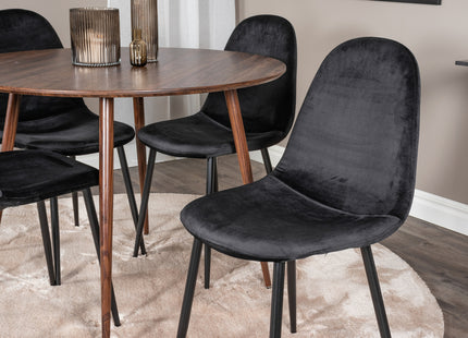 Venture Home Plaza & Polar Runda Matbord ⌀100 Valnöt + Matstolar 2-pack Svart