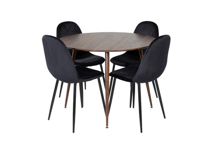 Venture Home Plaza & Polar Runda Matbord ⌀100 Valnöt + Matstolar 2-pack Svart