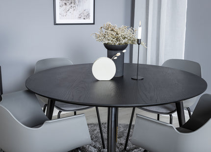 Venture Home Comfort & Dipp Matstolar 2-pack Grå + Runda Matbord ⌀115 Svart