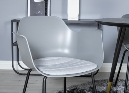 Venture Home Comfort & Dipp Matstolar 2-pack Grå + Runda Matbord ⌀115 Svart