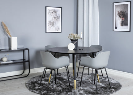 Venture Home Comfort & Dipp Matstolar 2-pack Grå + Runda Matbord ⌀115 Svart
