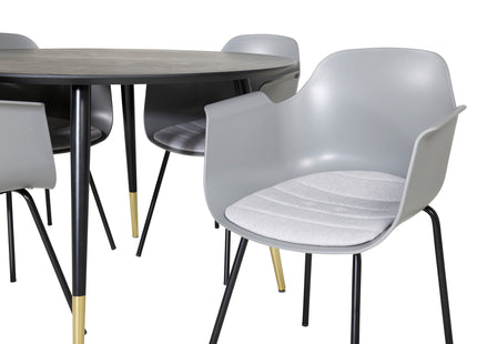 Venture Home Comfort & Dipp Matstolar 2-pack Grå + Runda Matbord ⌀115 Svart