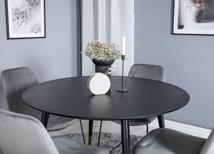 Venture Home Muce & Dipp Matstolar 2-pack Grå + Runda Matbord ⌀115 Svart