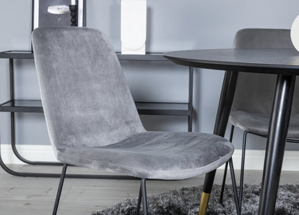 Venture Home Muce & Dipp Matstolar 2-pack Grå + Runda Matbord ⌀115 Svart