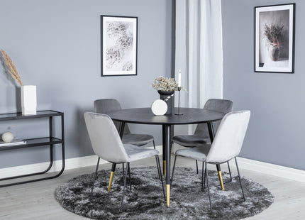Venture Home Muce & Dipp Matstolar 2-pack Grå + Runda Matbord ⌀115 Svart