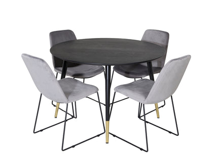 Venture Home Muce & Dipp Matstolar 2-pack Grå + Runda Matbord ⌀115 Svart