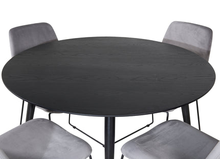 Venture Home Muce & Dipp Matstolar 2-pack Grå + Runda Matbord ⌀115 Svart