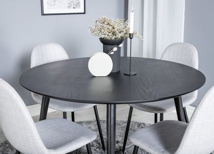 Venture Home Dipp & Polar Runda Matbord ⌀115 Svart + Matstolar 2-pack Grå