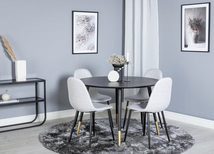 Venture Home Dipp & Polar Runda Matbord ⌀115 Svart + Matstolar 2-pack Grå