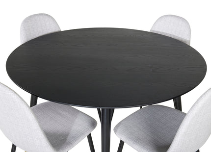 Venture Home Dipp & Polar Runda Matbord ⌀115 Svart + Matstolar 2-pack Grå