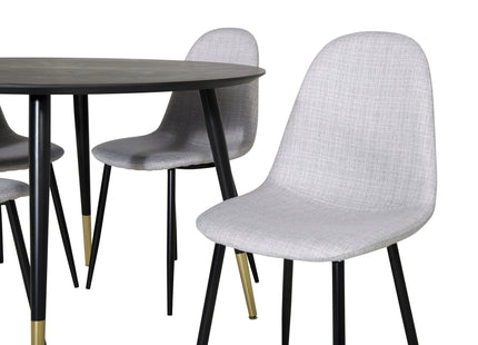 Venture Home Dipp & Polar Runda Matbord ⌀115 Svart + Matstolar 2-pack Grå