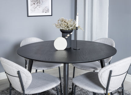 Venture Home Vault & Dipp Matstolar 2-pack Grå + Runda Matbord ⌀115 Svart