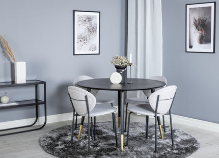 Venture Home Vault & Dipp Matstolar 2-pack Grå + Runda Matbord ⌀115 Svart