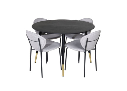 Venture Home Vault & Dipp Matstolar 2-pack Grå + Runda Matbord ⌀115 Svart