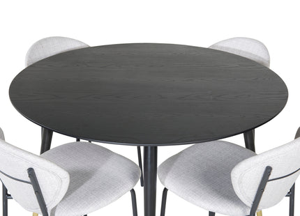 Venture Home Vault & Dipp Matstolar 2-pack Grå + Runda Matbord ⌀115 Svart