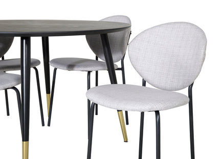 Venture Home Vault & Dipp Matstolar 2-pack Grå + Runda Matbord ⌀115 Svart