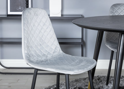 Venture Home Dipp & Polar Runda Matbord ⌀115 Svart + Matstolar 2-pack Grå