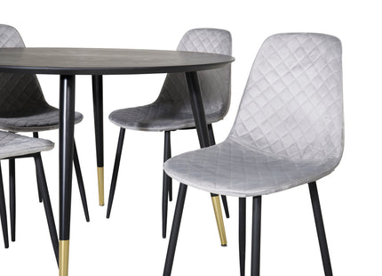 Venture Home Dipp & Polar Runda Matbord ⌀115 Svart + Matstolar 2-pack Grå
