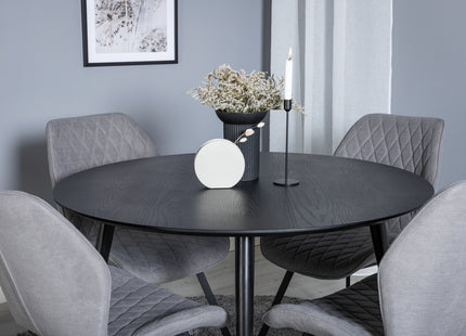 Venture Home Gemma & Dipp Matstolar 2-pack Grå + Runda Matbord ⌀115 Svart