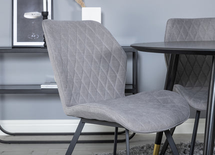 Venture Home Gemma & Dipp Matstolar 2-pack Grå + Runda Matbord ⌀115 Svart