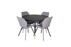 Venture Home Gemma & Dipp Matstolar 2-pack Grå + Runda Matbord ⌀115 Svart