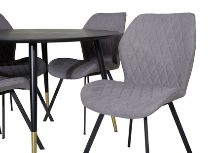 Venture Home Gemma & Dipp Matstolar 2-pack Grå + Runda Matbord ⌀115 Svart
