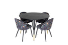 Venture Home Dipp & Velvet Runda Matbord ⌀115 Svart + Matstolar 2-pack Svart